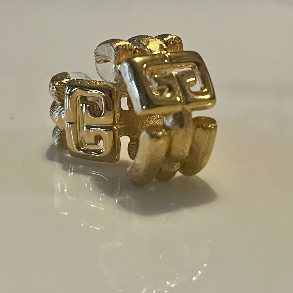 Givenchy Gold-Tone Vintage Logo Earrings + COA - Picture 6 of 12